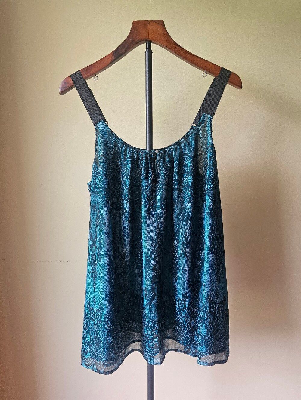 Lane Bryant Teal and Black Lace Camisole With Adjustable Straps Size 16